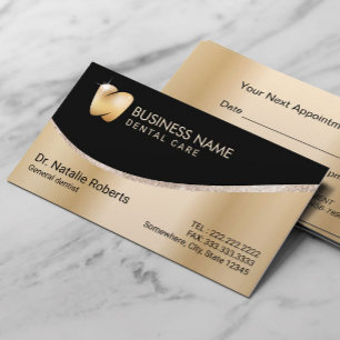 Carte De Rendez-vous Dentist Modern Gold Tooth Logo Soins dentaires