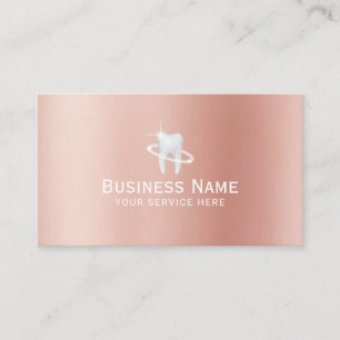Carte De Rendez-vous Dentist Modern Tooth Logo Rose Gold Dental