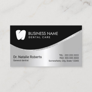 Carte De Rendez-vous Dentist Modern Tooth Logo Silver Dental Care