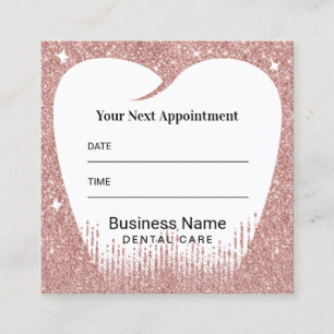 Carte De Rendez-vous Dentist Tooth Rose Gold Parties scintillant Dental