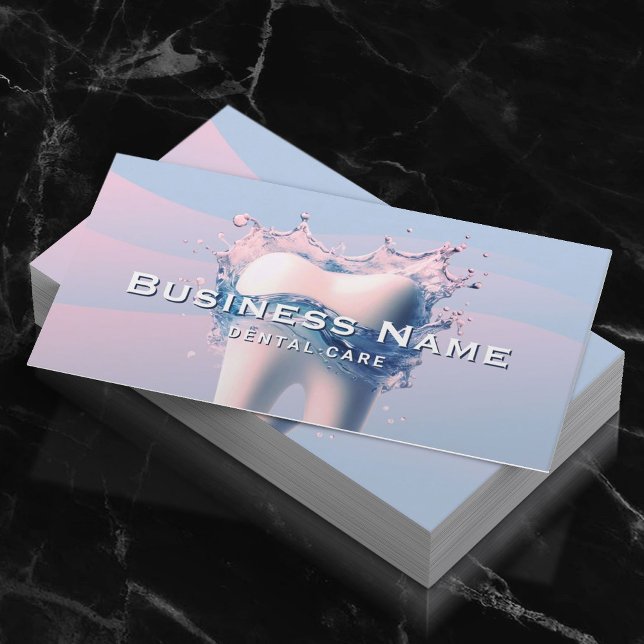 Carte De Rendez-vous Dentiste Blanche Dent Pastel Bleu Rose Courbes Den (Créateur téléchargé)