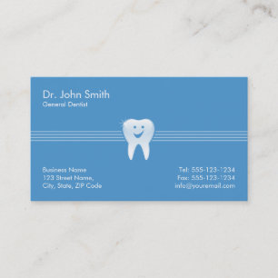 Carte De Rendez-vous Dentiste Bleu brillant Souriant dent dent dentaire