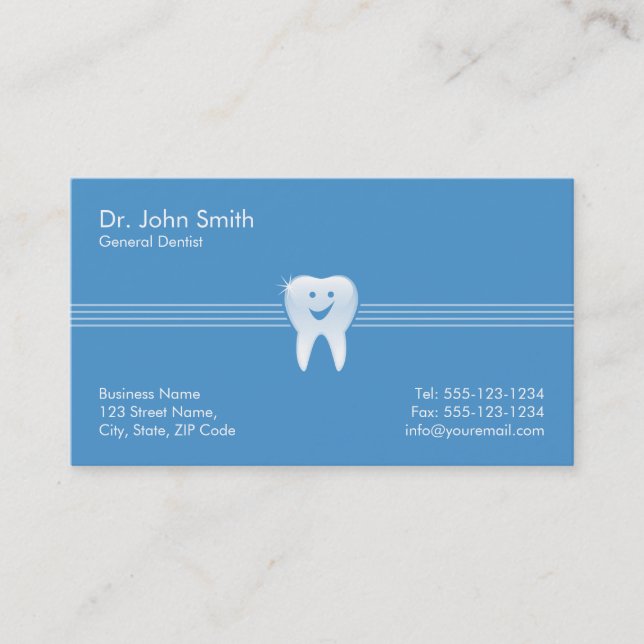 Carte De Rendez-vous Dentiste Bleu brillant Souriant dent dent dentaire (Devant)