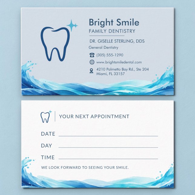 Carte de rendez-vous Dentiste Bleu Marine avec écl (Créateur téléchargé)