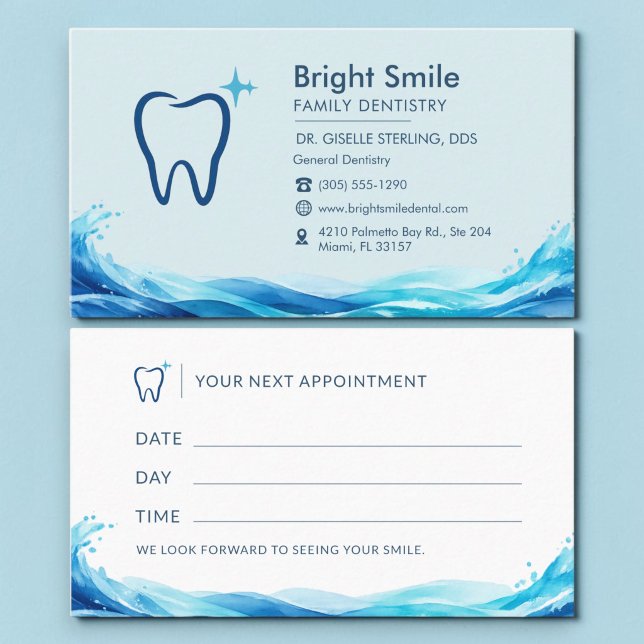 Carte de rendez-vous dentiste bleu sarcelle éclabo (Créateur téléchargé)