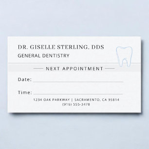 Carte de rendez-vous Dentiste Dent en Argent