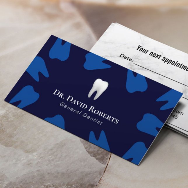 Carte De Rendez-vous Dentiste Marine Bleu Dents Bureau dentaire Nominat (Créateur téléchargé)