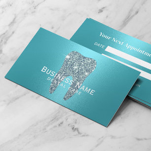 Carte De Rendez-vous Dentiste Moderne Turquoise Dents Métal Dentaire