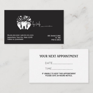 Carte De Rendez-vous Dentiste Noir