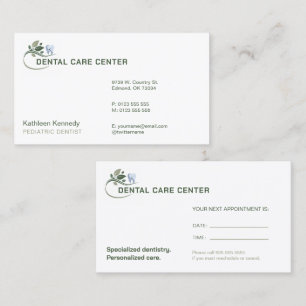 Carte De Rendez-vous Dentiste pédiatrique Pratique dentaire