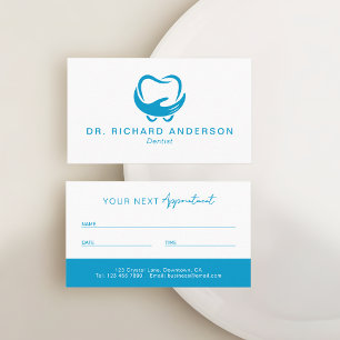 Carte De Rendez-vous Dentiste professionnel bleu et blanc moderne