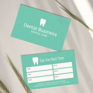 Carte De Rendez-vous Dentiste Turquoise Green Dental Nomination