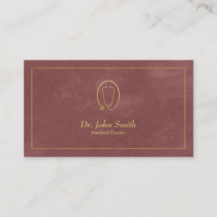 Carte De Rendez-vous Docteur, Toile Rouge Cadre doré & Stethoscope