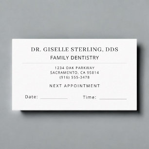 Carte de rendez-vous du cabinet de dentisterie fam