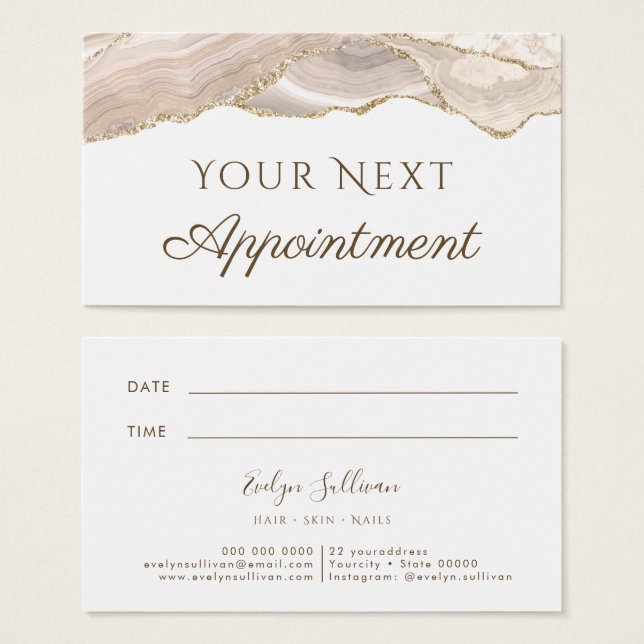 Carte de rendez-vous du comptoir en or ivoire (Devant & derrière)