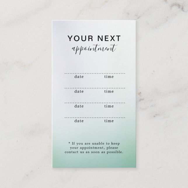 Carte de Rendez-vous du Salon de Beauté Simple Gra (Devant)