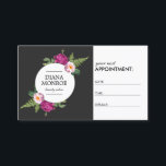 Carte de rendez-vous du Salon Floral Moderne<br><div class="desc">Coordonnée avec les modèles de cartes d'affaires Floral Wreath Salon d'ici 12 h 01. Un badge circulaire contenant votre nom ou votre nom d'entreprise est entouré de motifs floraux magnifiquement arrangés pour un motif de marque élégant et attrayant. Cette carte de rendez-vous est parfaite pour les salons, les spas, les...</div>