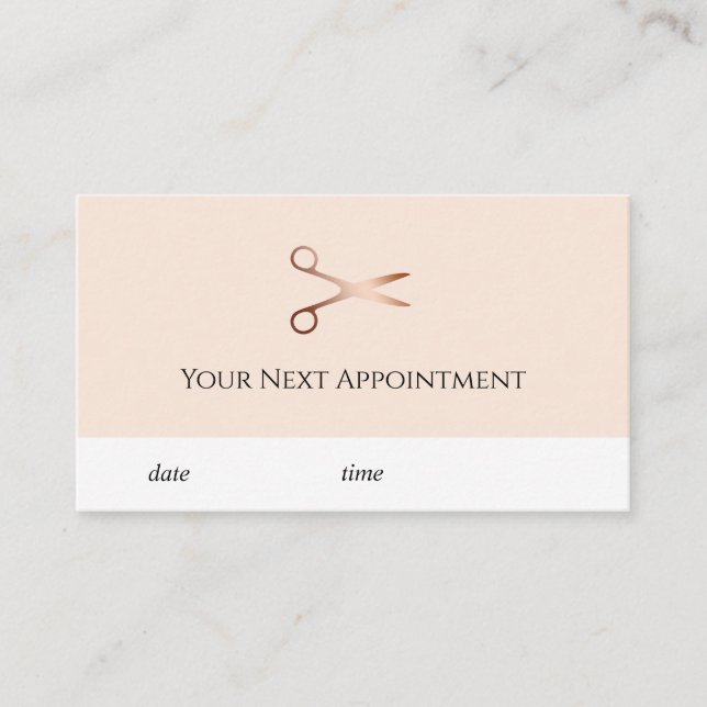 Carte De Rendez-vous Elégant ciseaux d'or rose moderne coiffeur (Devant)