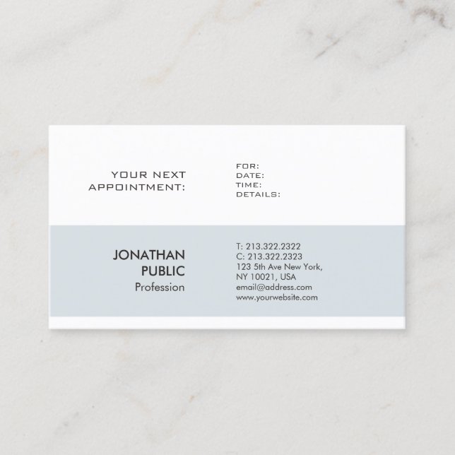Carte De Rendez-vous Elégant Design simple Nomination Rappel Plat (Devant)