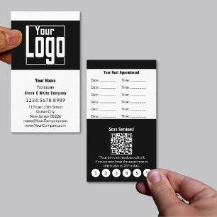 Carte De Rendez-vous Élégant format de portrait noir et blanc Loyauté &
