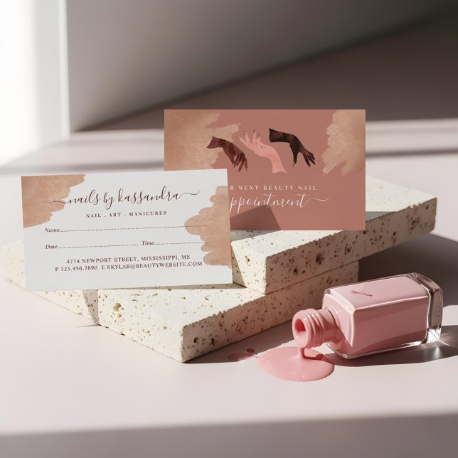 Carte De Rendez-vous Élégant Glam Beauté mains ongles Artiste Manucure (Elegant Glam Beauty Hands Nail Artist Manicure Appointment Card)
