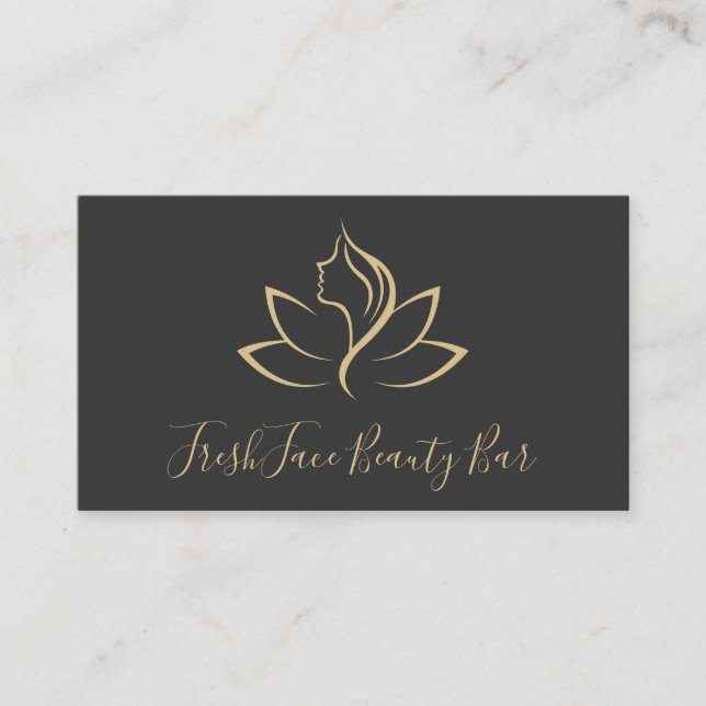 Carte De Rendez-vous Elegant gold and black beauty salon (Devant)