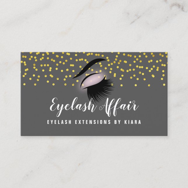 Carte De Rendez-vous Élégant Gold Confetti Eyelash Extensions (Devant)