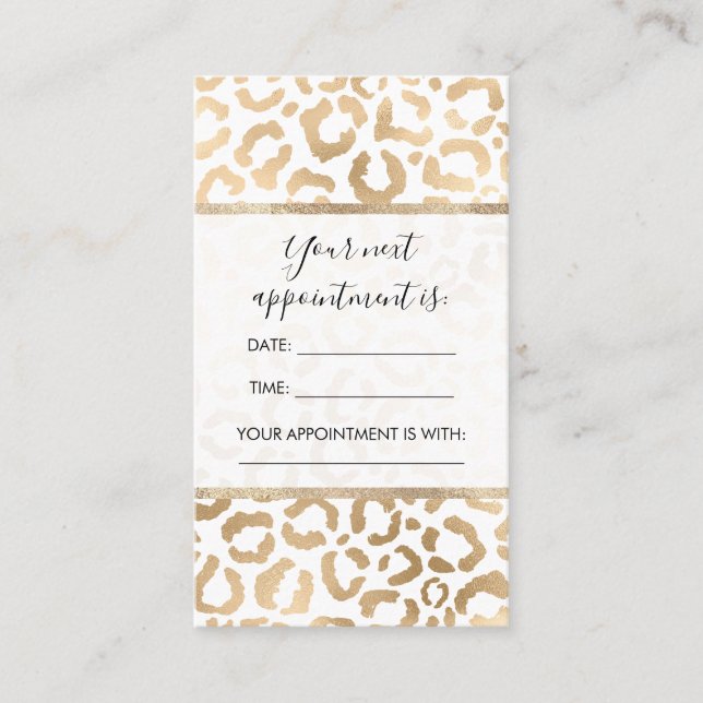 Carte De Rendez-vous Elegant Gold White Leopard Cheetah Animal Print (Devant)