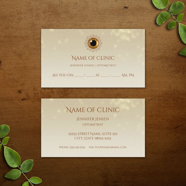 Carte De Rendez-vous Elégant Iris Optométriste Golden Eye Nomination (Elegant Iris Optometrist Golden Eye Appointment Reminder Business Cards)