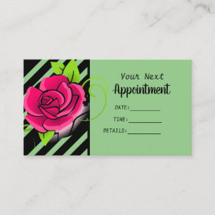 Carte De Rendez-vous Elégant & mignon Rose Noir Vert rayé Salon
