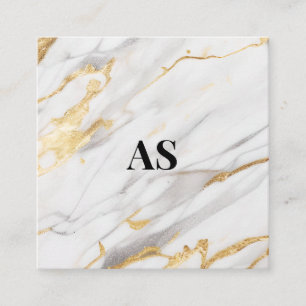 Carte De Rendez-vous Élégant monogramme de marbre blanc en faux parties