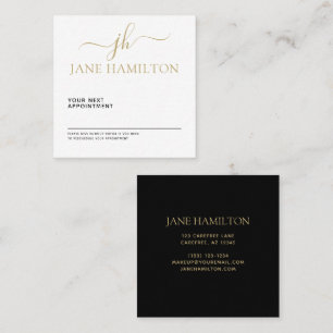 Carte De Rendez-vous Élégant Monogramme initial Noir et Or