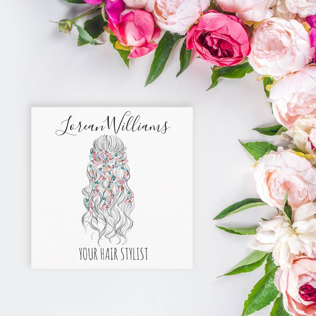 Carte De Rendez-vous Élégant Pastel Bride Cheveux Vave Style Floral (Créateur téléchargé)