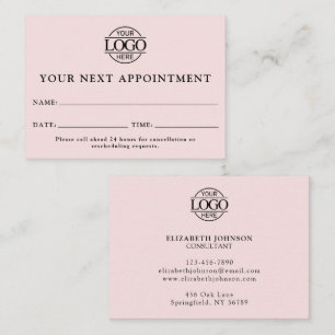 Carte De Rendez-vous Élégant professionnel Blush Pink simple rappel