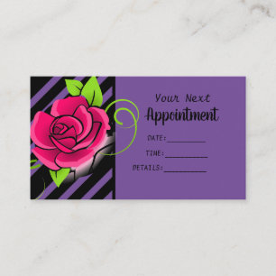 Carte De Rendez-vous Élégant Salon à rayures rose noire et violet