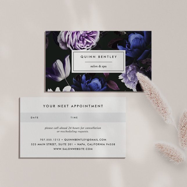 Carte De Rendez-vous Élégant violet foncé floral (Créateur téléchargé)