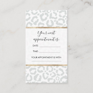 Carte De Rendez-vous Elegant White Gray Leopard Cheetah Animal Print