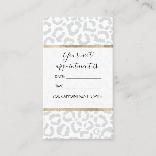 Carte De Rendez-vous Elegant White Gray Leopard Cheetah Animal Print (Devant)
