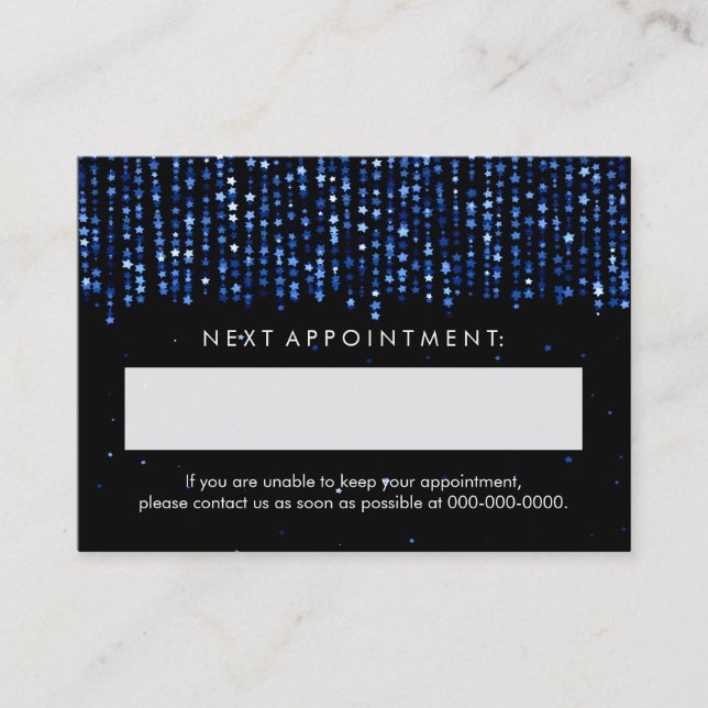 Carte de rendez-vous élégante Blue Stars Confetti (Devant)