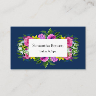 Carte De Rendez-vous Élégante Floral Navy Blue Radiant Bloom