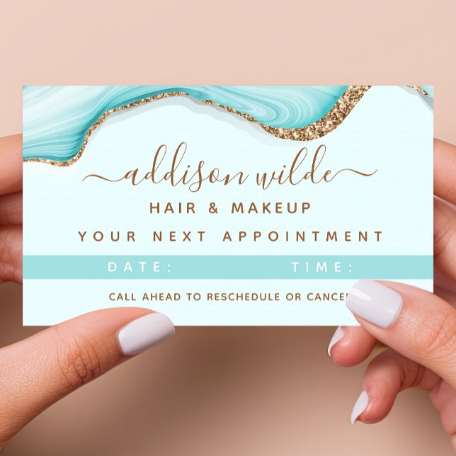 Carte De Rendez-vous Elégante Parties scintillant or Bleu Marbre Agate (Créateur téléchargé)