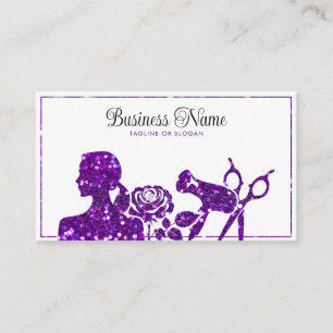 Carte De Rendez-vous Elégante Parties scintillant violet Floral Coiffeu