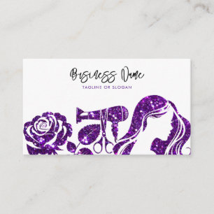 Carte De Rendez-vous Elégante Parties scintillant violet Floral Coiffeu