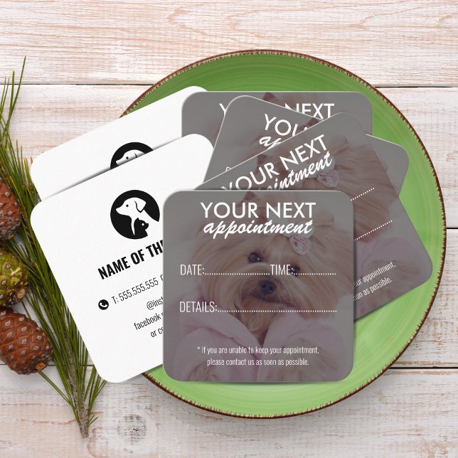 Carte de rendez-vous élégante pour la garde d'anim (Elegant Pet Care Appointment Card with Logo)
