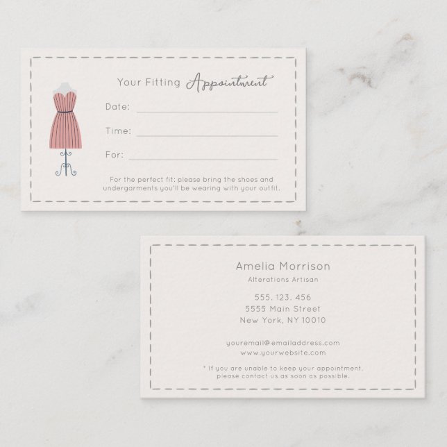 Carte De Rendez-vous Élégantes altérations du mannequin rose (Devant / Derrière)