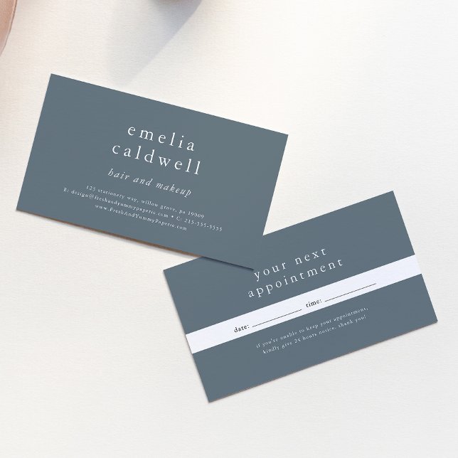Carte De Rendez-vous EMELIA Minimal Blue Rustic Small Business Rappel (EMELIA Minimal Blue Rustic Small Business Reminder Appointment Card)