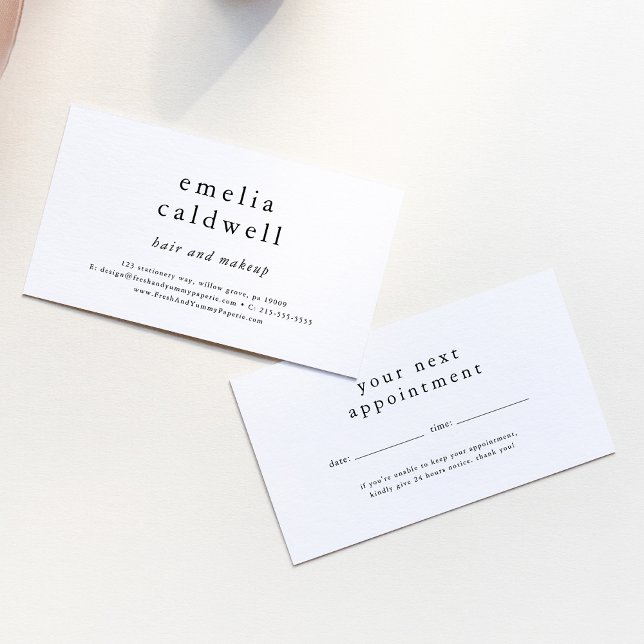 Carte De Rendez-vous EMELIA Simple Boho Modern Small Business Rappel (EMELIA Simple Boho Modern Small Business Reminder Appointment Card)