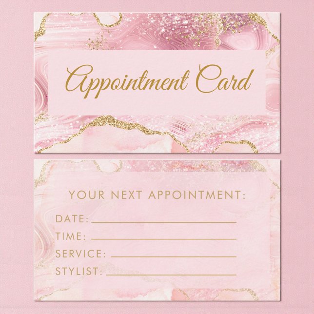 Carte de rendez-vous en marbre d'agate rose blush  (Créateur téléchargé)