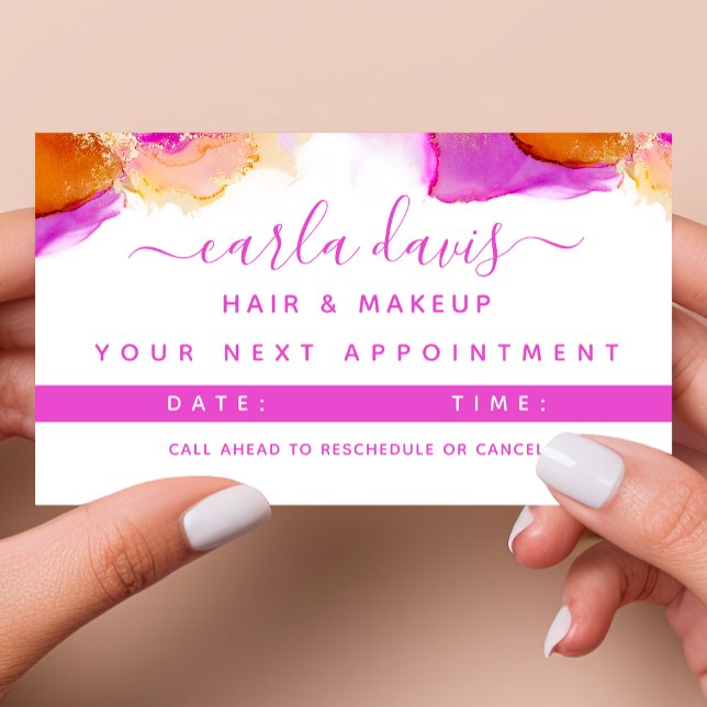 Carte De Rendez-vous Encre alcoolique rose orange Script Signature (Créateur téléchargé)