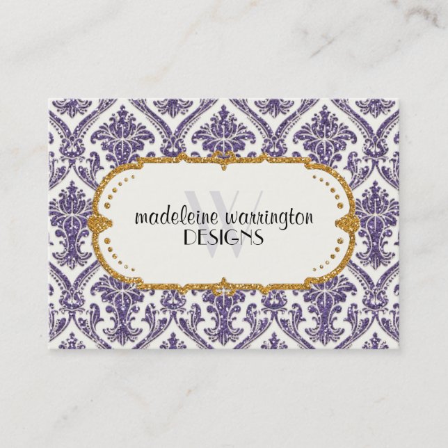 Carte De Rendez-vous Faux Gold Parties scintillant Damask Floral Patal  (Devant)